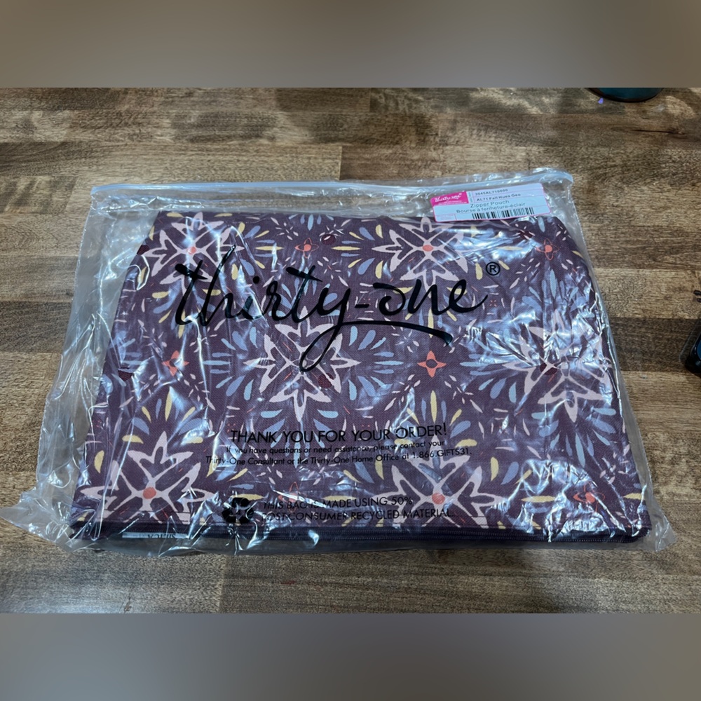 Thirty-One Fall Hues Geo Zipper Pouch - Picture 6 of 6